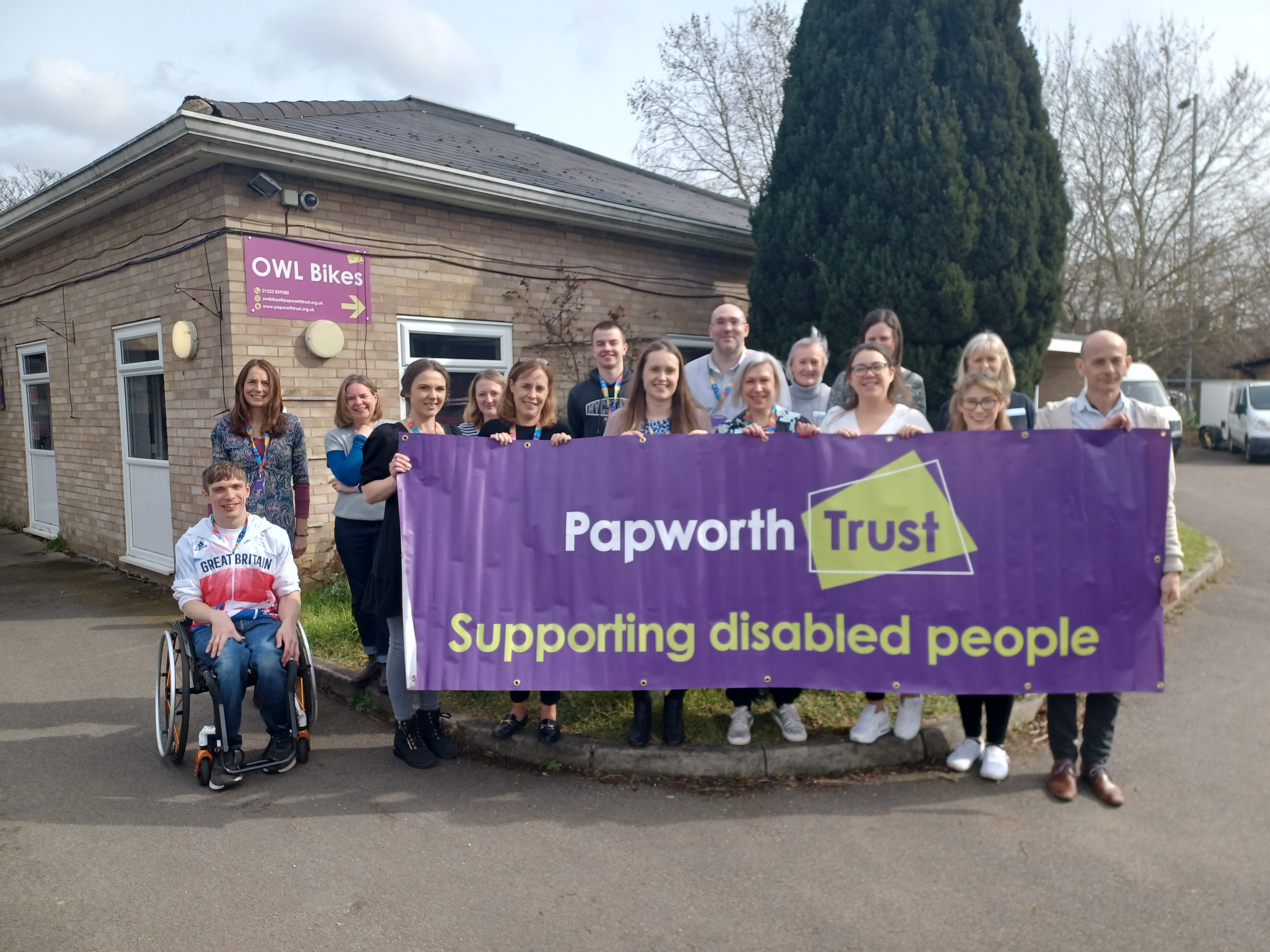 Papworth Trust Team Photo With Banner