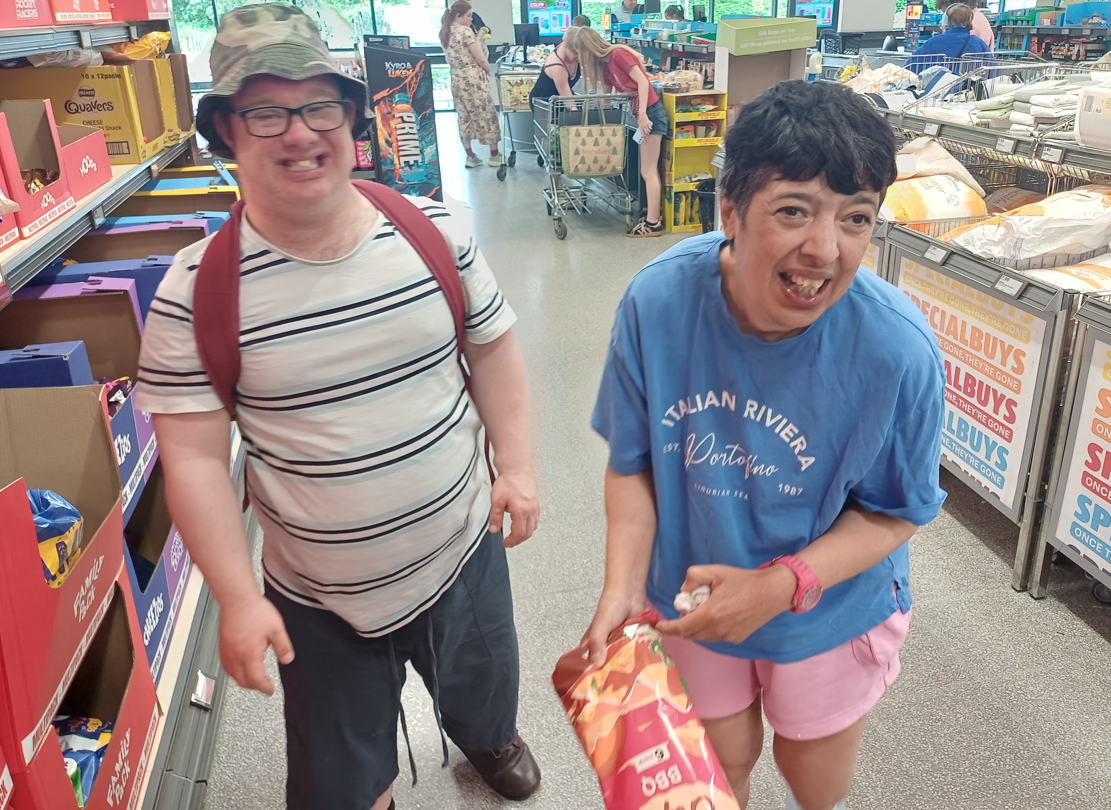 Two customers in a supermarket