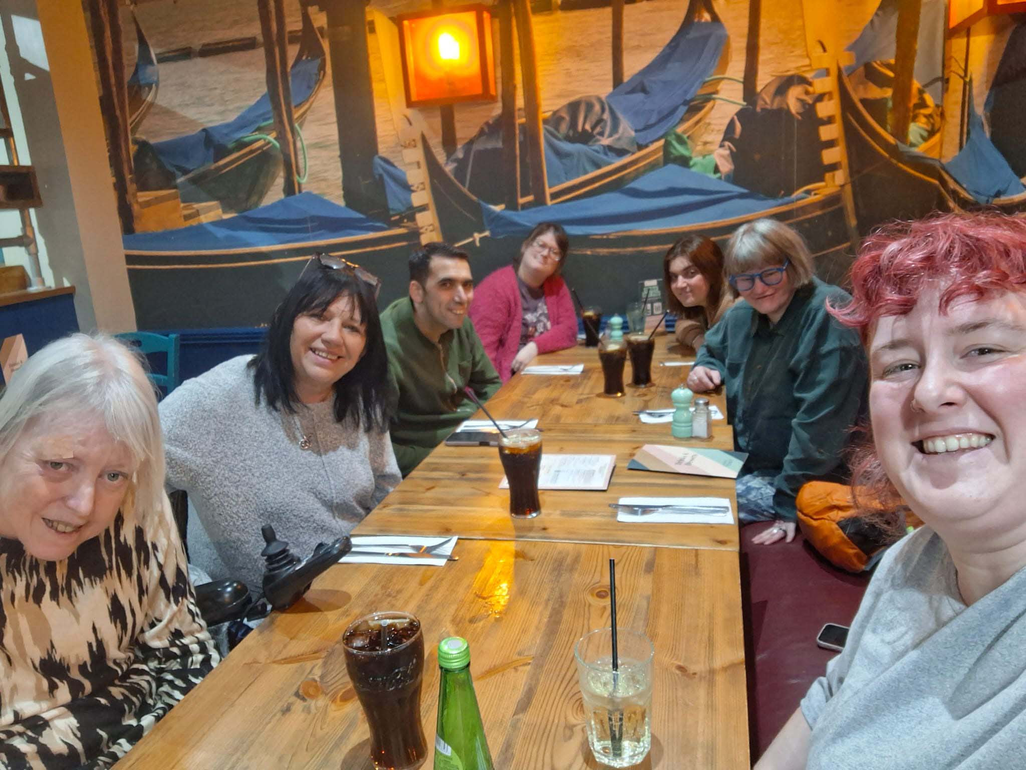 Customers and staff at Sarah's birthday meal