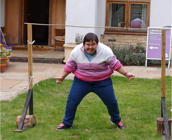 Photo of a customer doing the limbo