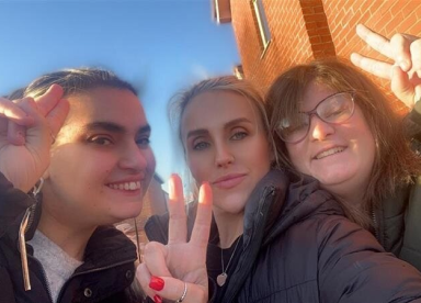 Two customers with a support worker