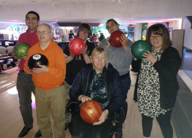 Customers bowling