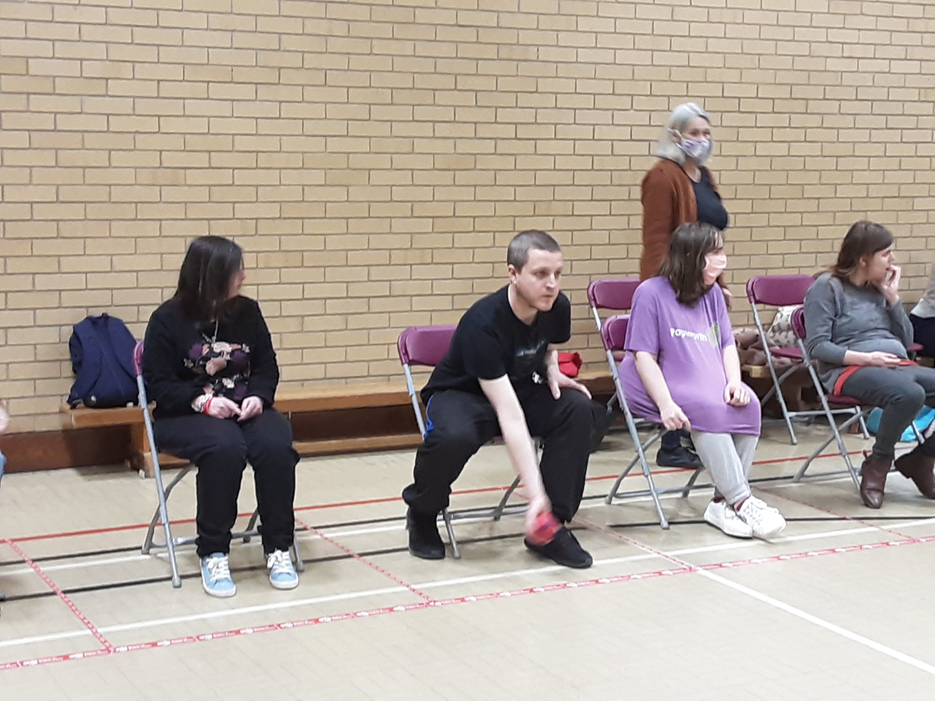 Customers playing Boccia