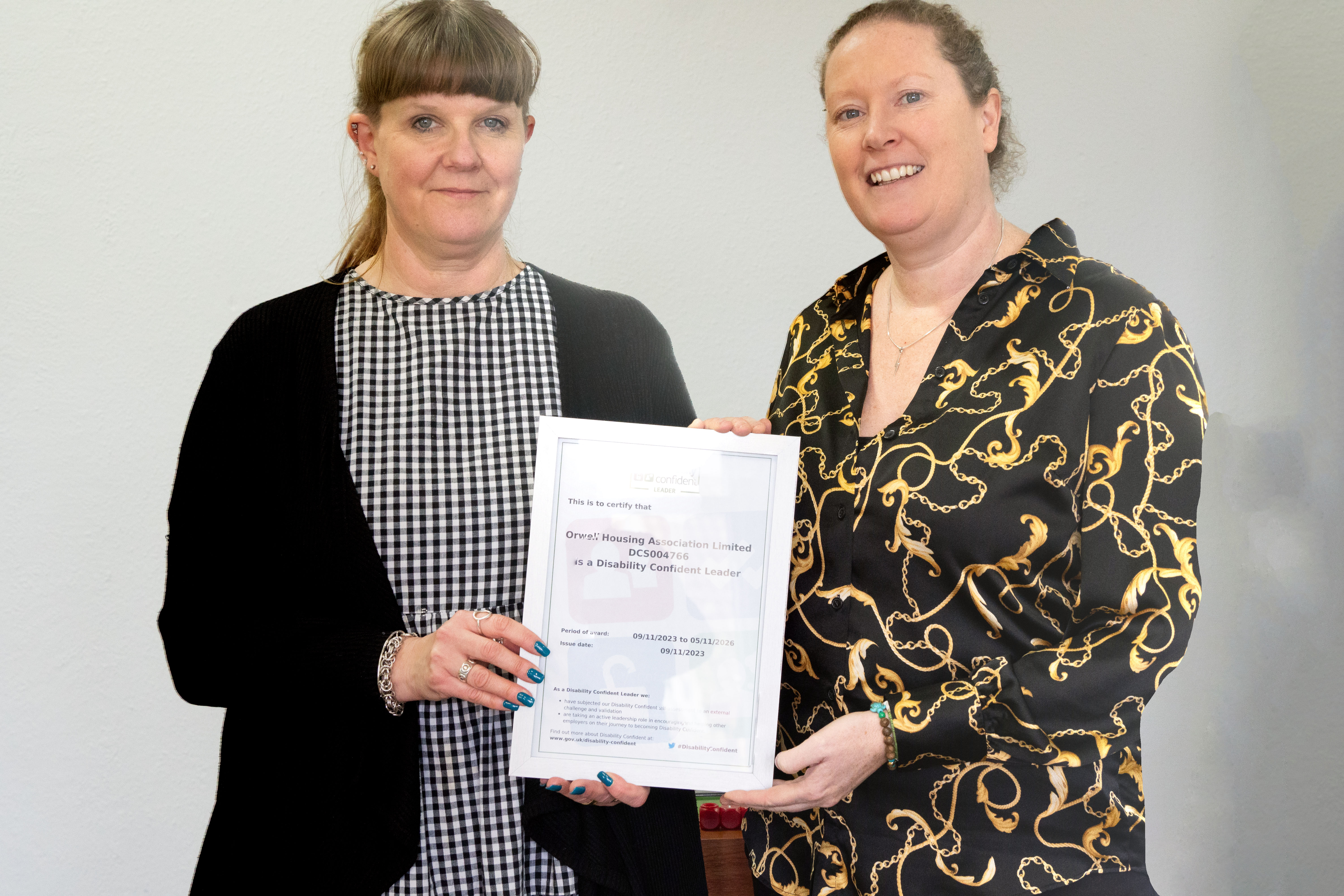 From left to right: Michelle Harrison, Director of People and Culture and Kate Nudds, Equality, Diversity and Inclusion Coordinator at Orwell Housing Association. 