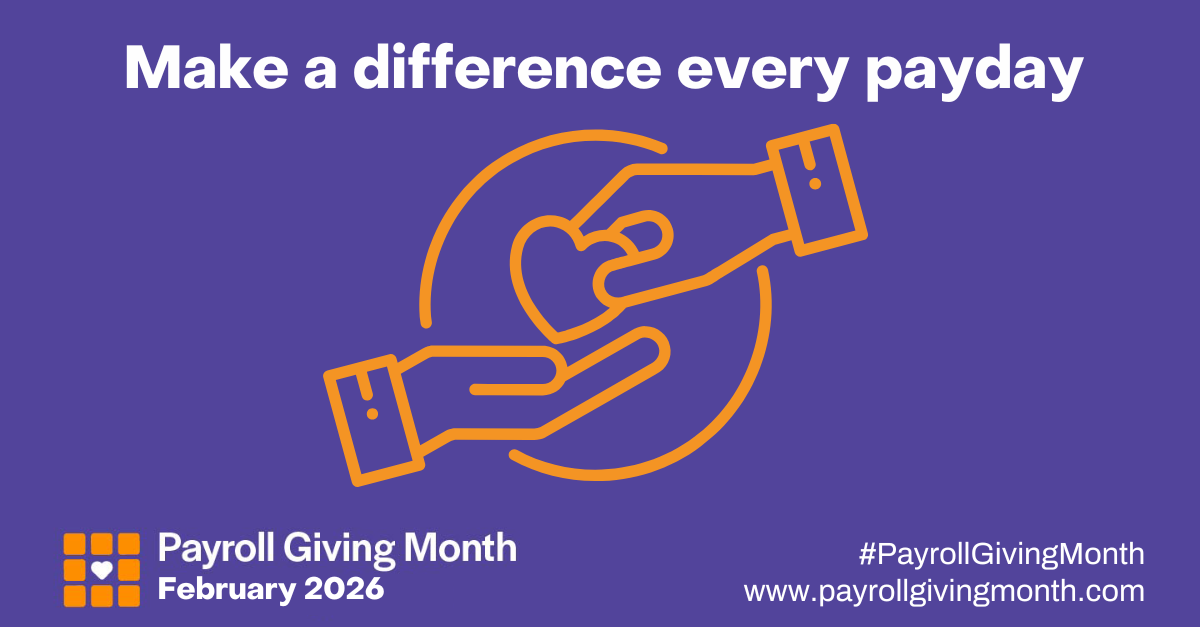 A graphic that reads: 'make a difference every payday - Payroll Giving Month February 2026'