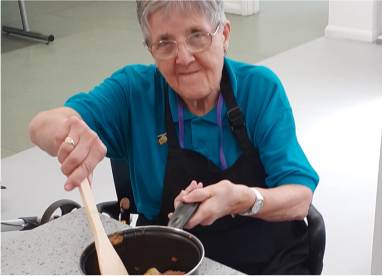 A photo of a customer cooking