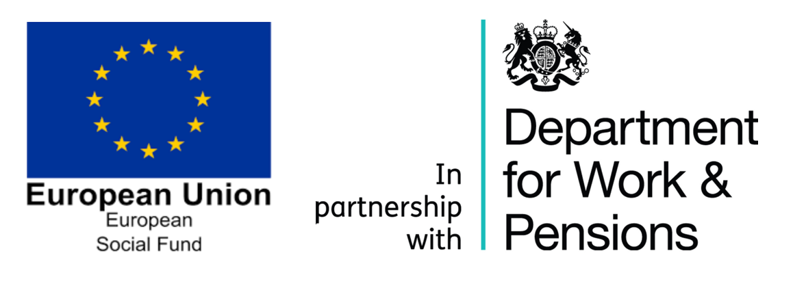 Logos of the european social fund and department for work and pensions